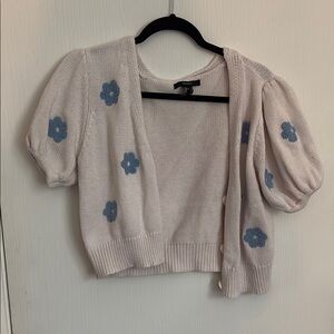 Floral Puff Sleeve Cardigan Sweater